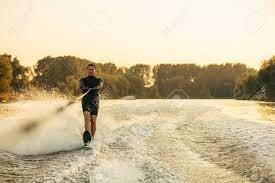 Water skiing behind boat